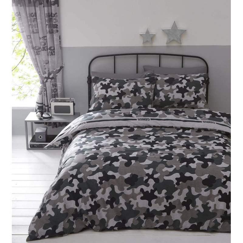 Mcquade Camouflage Army Polycotton Duvet Cover Set, 135 x 200cm Duvet Cover + 1 Standard Pillowcase