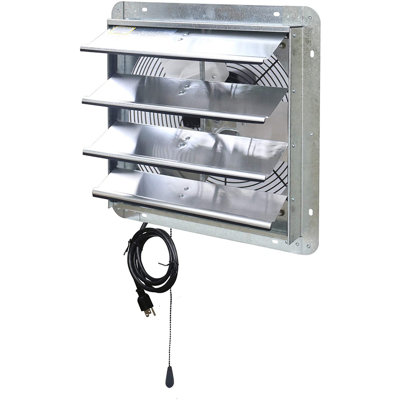 iLIVING ILG8SF16V-T 16" Wall Mounted Shutter Exhaust Thermostat Control-3 Speeds Vent Fan For Home Attic, Shed, or Garage Ventilation, 1200 CFM, 1800 SQF Coverage Area, Variable, Silver