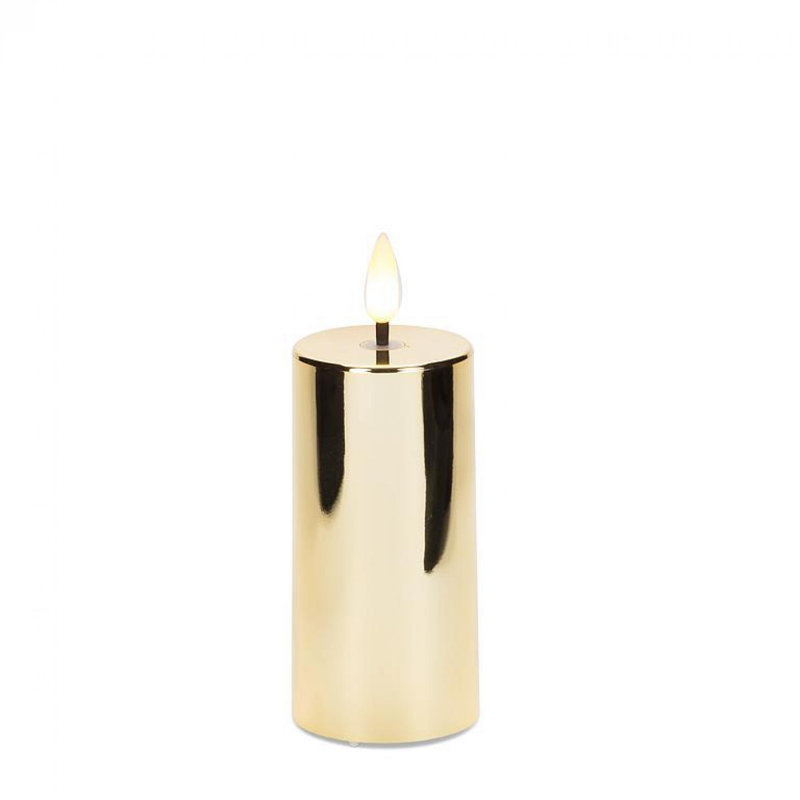 Bougie pilier à DEL sans flamme, Or, H 4 po x l 2 po x P 2 po