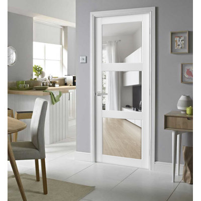 Lucia Clear Glass Wood Standard White Door