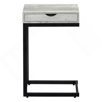 Shelyn Accent Table, C-shaped, End, Side, Snack, Storage Drawer, Living Room, Bedroom, Metal