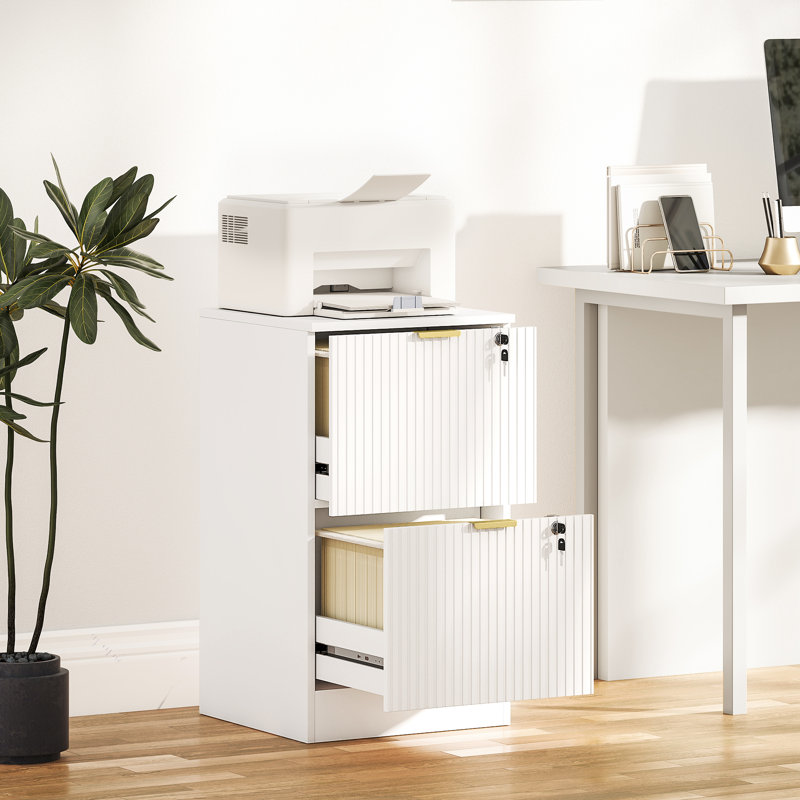 40cm Wide 2 -Drawer File Cabinet, 71cm H x 40cm W x 40cm D, White