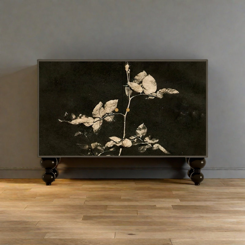 Vintage Floral Double-Door Storage Cabinet