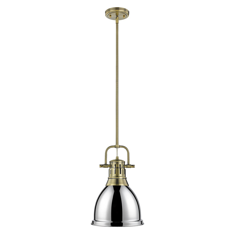 Luminaire suspendu unique / remarquable à 1 lumière Ruthie sans accents de matériau secondaire ou d'accent, Chrome