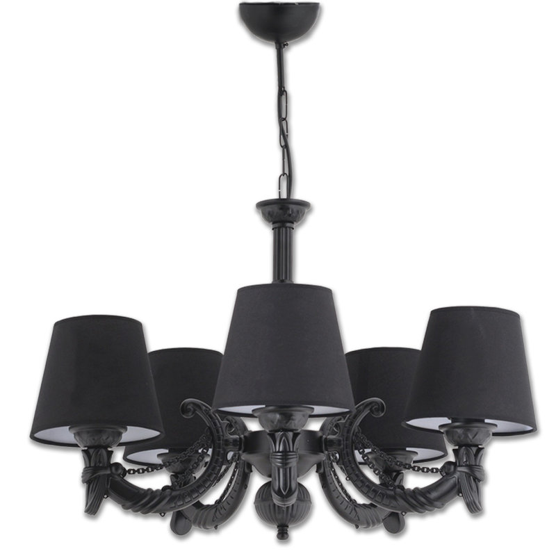 Lustre classique / traditionnel 5 lumières, Noir, Noir
