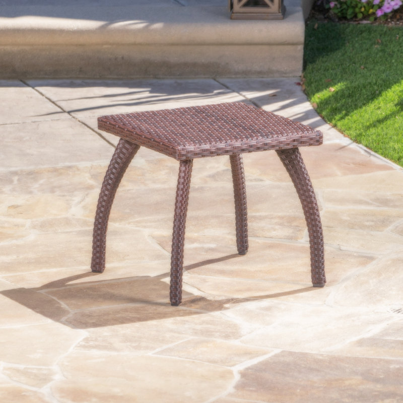 Aaliah Rectangular Outdoor Side Table , 17.7'' in. W 17.7'' in. D, Brown