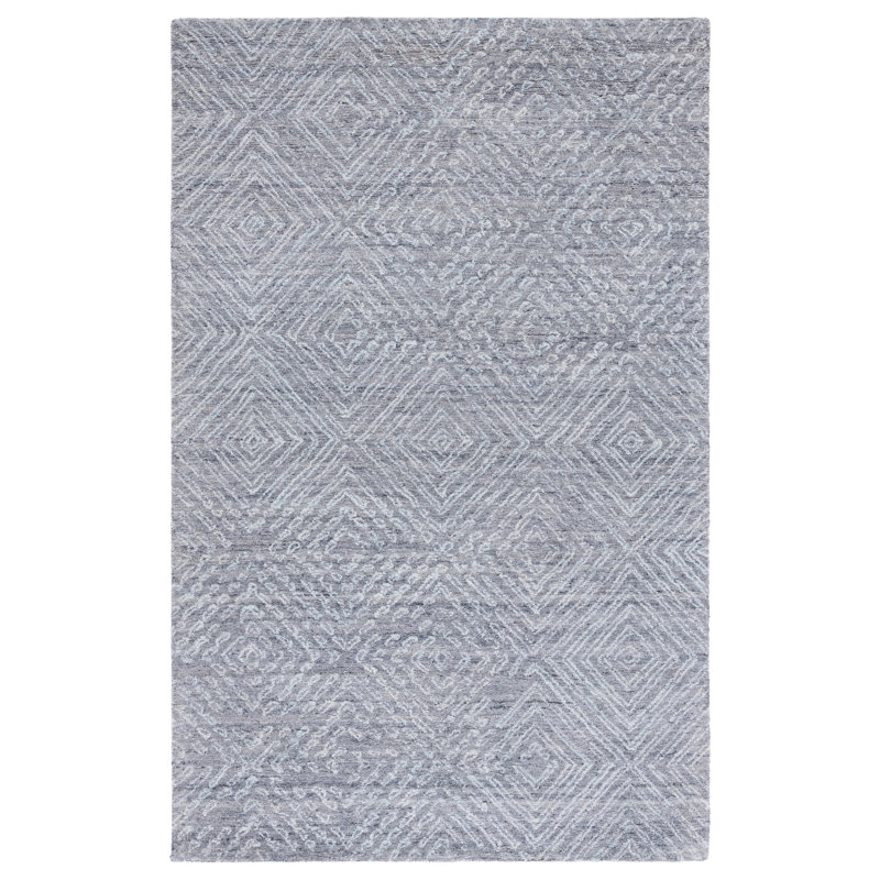 Tapis géométrique abstrait touffeté à la main, Rectangle 3 pi x 5 pi