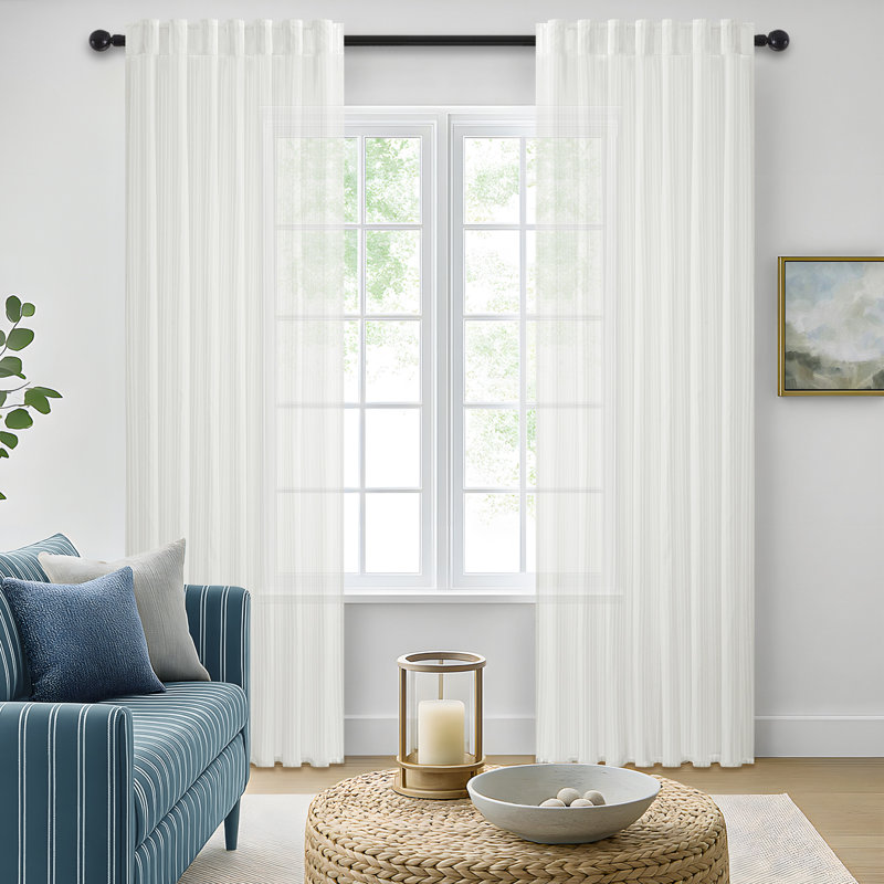 Ensemble de 2 voilages semi-transparents Diyon, L 50 po x L 84 po