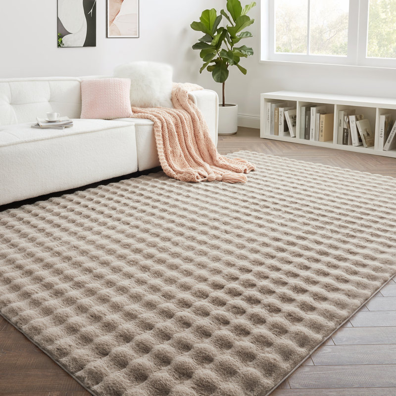 Bubble Design Luxury Area Rugs Soft Decorative Plush Rug for Living Room Bedroom , Mocha, Rectangle 120 x 170 cm