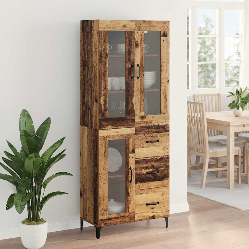  Highboard Black Oak 69.5 X 34 X 180 Cm Engineered Wood, Old Wood