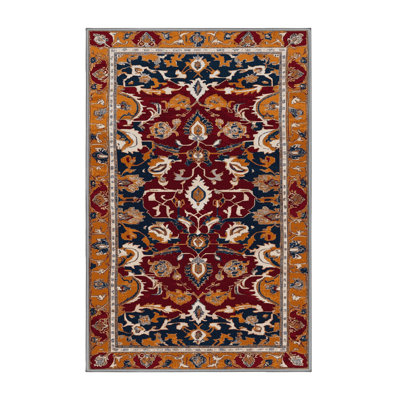 Tapis brun Tabriz lavable à la machine