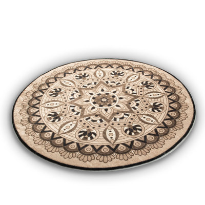 Washable Round Area Rug With Non-Slip Underside