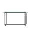 Table de salle à manger rectangulaire 1 pièce avec structure en métal, table de salle à manger en verre trempé pour la cuisine-652770526