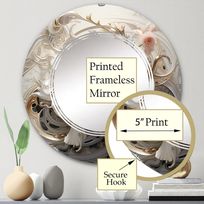 Gerlikka - Miroir mural rond moderne, 24 po x 24 po