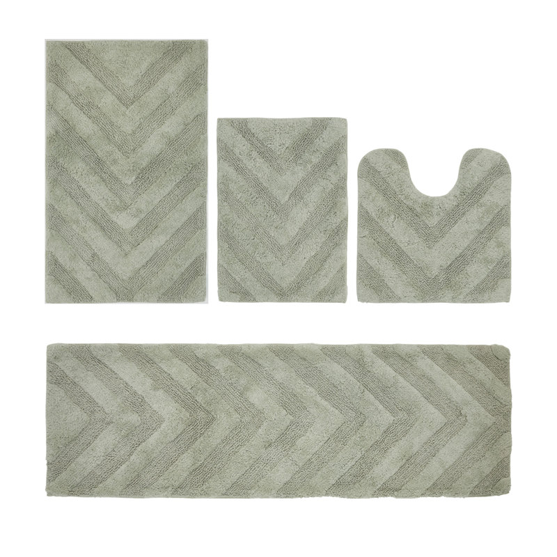 Ensemble de tapis de bain 4 pièces, Sauge foncé, 4 pièces (17 po x 24 po | 20 po x 20 po | 21 po x