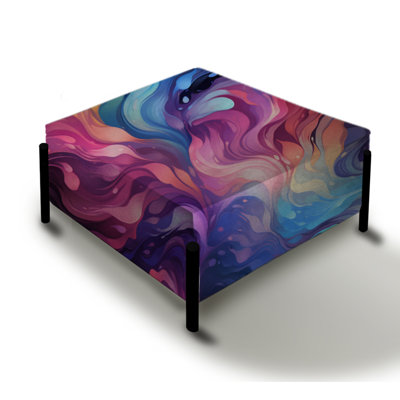 Purple And Blue Celestial Aura Camouflage - Abstract Large Square Ottoman
