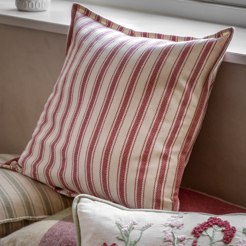 Striped Square Cushion, Red