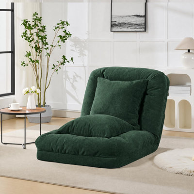 Méridienne surdimensionnée pour adultes et animaux de compagnie, lit réglable pour chien à 5 positions avec 2 coussins, tissu chenille, vert