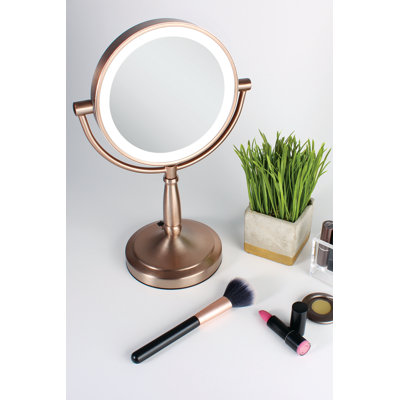 Miroir à éclairage à DEL sans fil grossissant biseauté à double face pour le maquillage ou le rasage Mcelvain