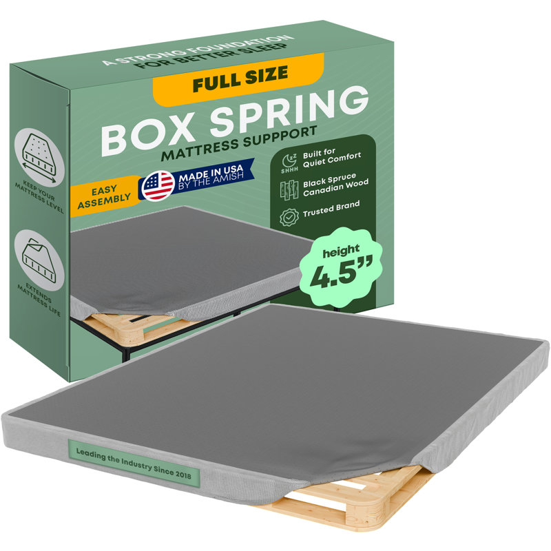 Sommier / base en bois pour support de matelas, facile à assembler, Complète, Profil bas (4,5 po)