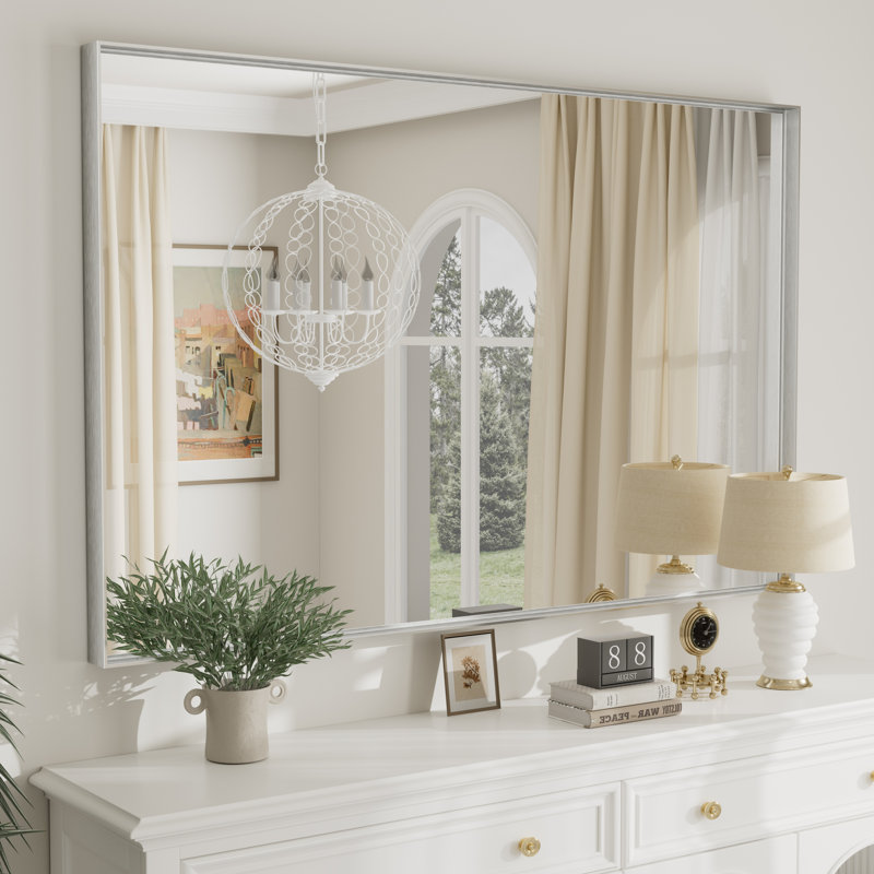Miroir mural Aevar, 55 po x 36 po, Argent brossé
