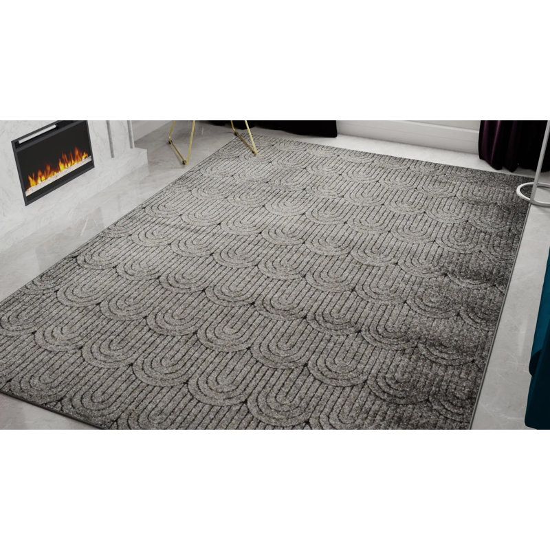 Tapis contemporain en fer soudé N Peace, Rectangle 5 pi x 7 pi