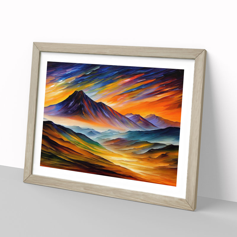 Mountains Scene Vol.4 Abstract - Framed Print, 34cm H x 46cm W x 2cm D, Oak Framed