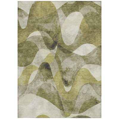 Tapis extérieur lavable antidérapant 8 pi x 10 pi vert olive