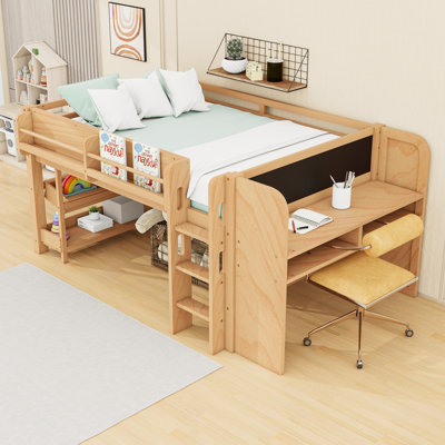 Loft Bed with Bookcases, Desk and Drawers