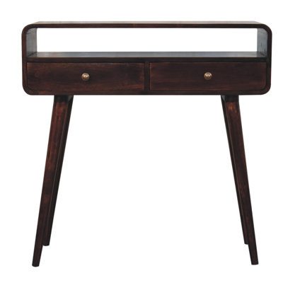Curved Caramel Console Table