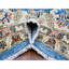 Tapis oriental bleu en laine noué à la main 8 pi 11 po x 11 pi 8 po Aryana