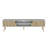 71" White And Beige Enclosed And Open Storage TV Stand