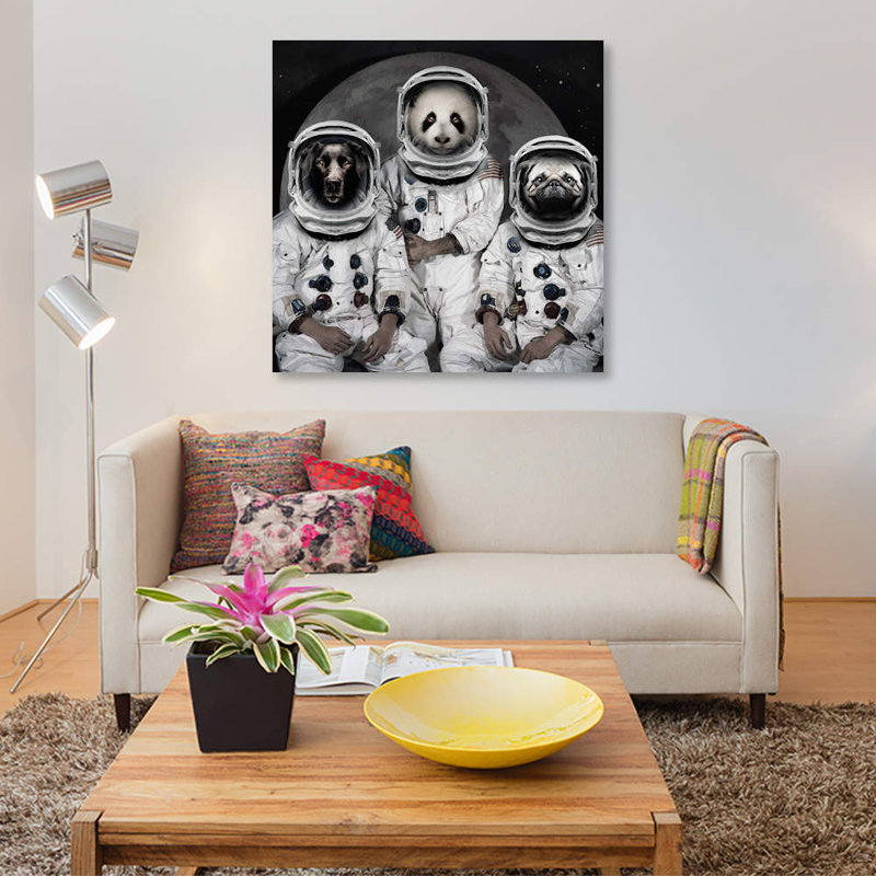 « astro animaux », impression sur toile, H 12 po x l 12 po x P 1,5 po, Toile tendue