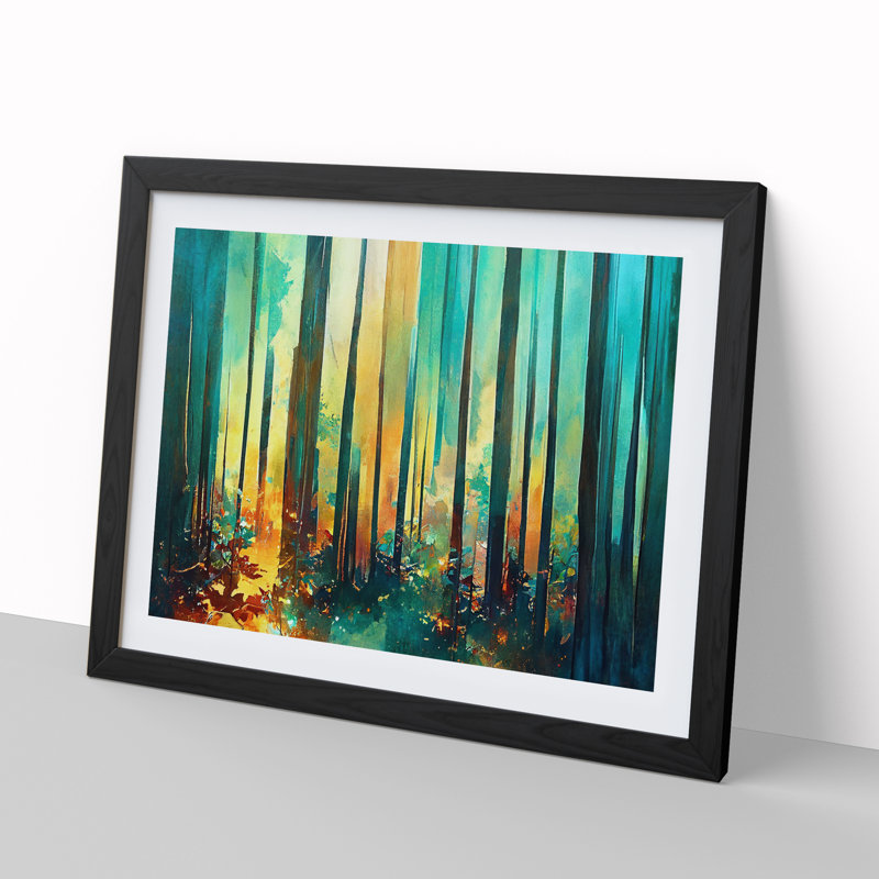 Captivating Abstract Forest Vol.4 - Picture Frame Painting, 46cm H x 64cm W x 2cm D, Black