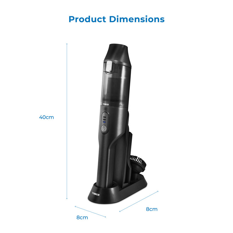 Tower Optimum 14.8V Handheld Vacuum Cleaner Cordless With A Large 0.5L Capacity And Powerful Motor, 110W