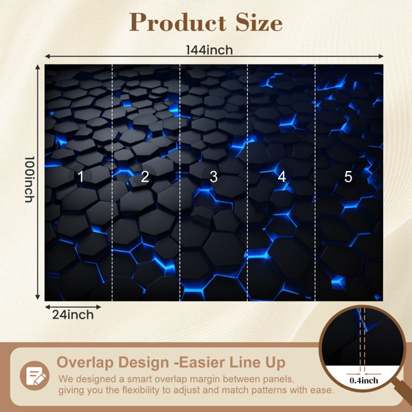 Red Barrel Studio Peel and Stick Wallpaper Glowing Blue Hexagon Grid ...