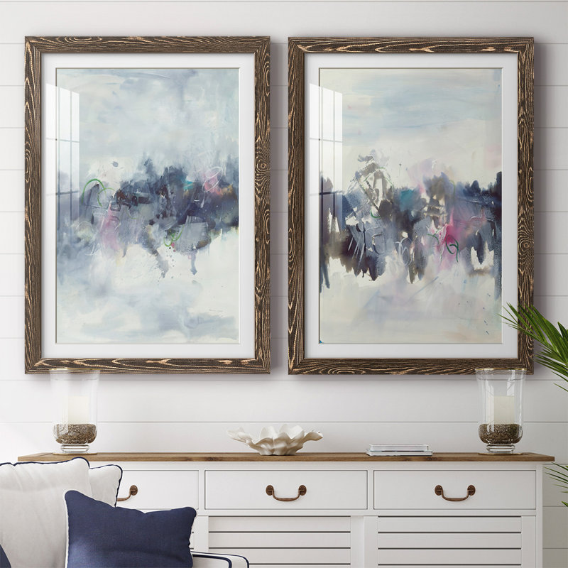 Oiseaux I-Premium, reproduction encadrée - prête à être accrochée, Noyer, H 31,5 po x l 88 po x P 1,5 po