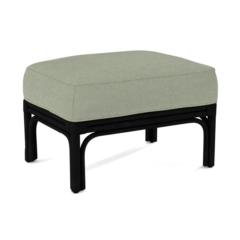 Boca Ottoman, Black, Green Performance Fabric; 0851-54