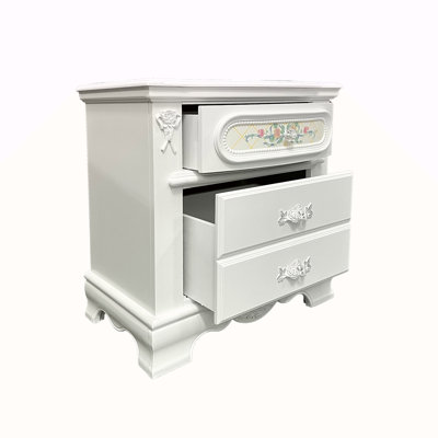 2-Drawer Nightstand With Floral Motifs