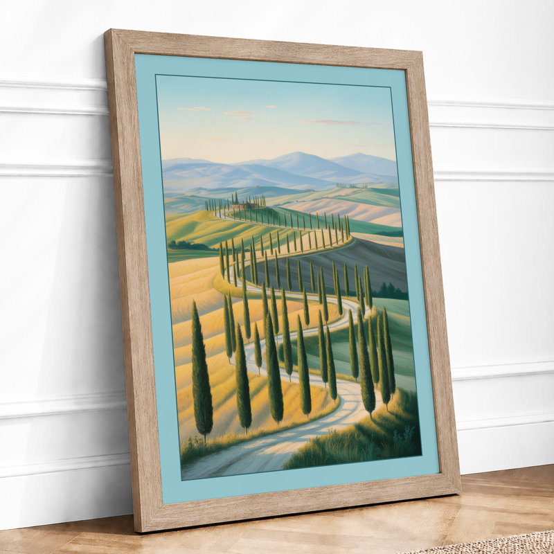 Tuscan Hillside Rustic - Framed Print, A4 - 29.7 x 21.0 cm, Oak