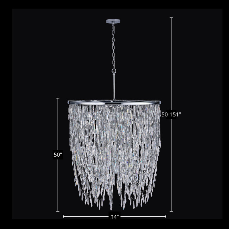 Lustre en chrome Frangia 18 LT Allegri, 18 lumières, H 151 po x l 34 po x P 34 po