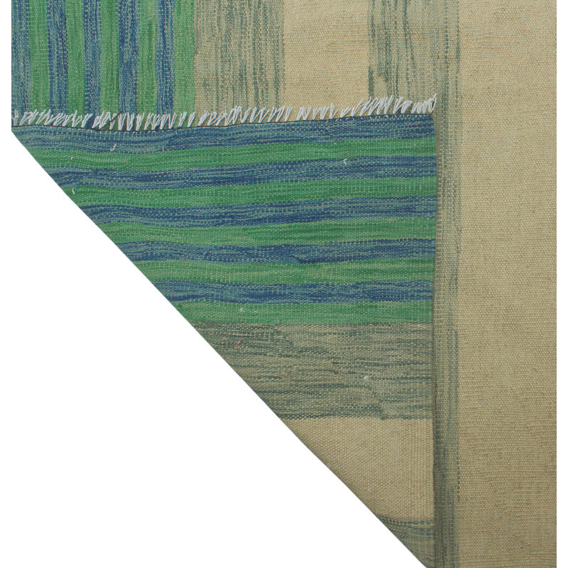 Laine noué à la main vert/gris Tapis décoratif