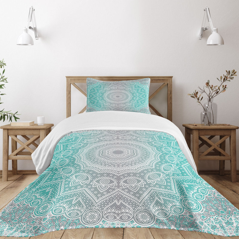 Gray Quilted Twin Bedspread Set with Pillow Sham