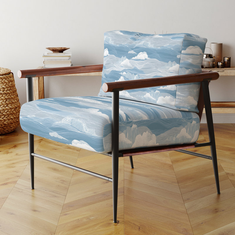 Chaise rembourrée Abstract, Bras ronds bruns