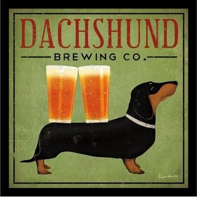 Dachshund Brewing Co' by Ryan Fowler Framed Vintage Advertisement -  Buy Art For Less, IF WAP 15921 27x27 2 Black Plexi