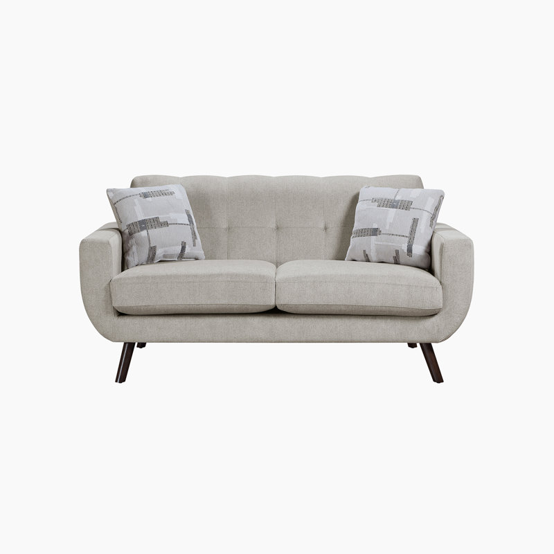 Laveeda 70" Mid-century Modern Textured Microfiber Upholstery Loveseat with Classic Tufted Back, Reversible Seat Cushion