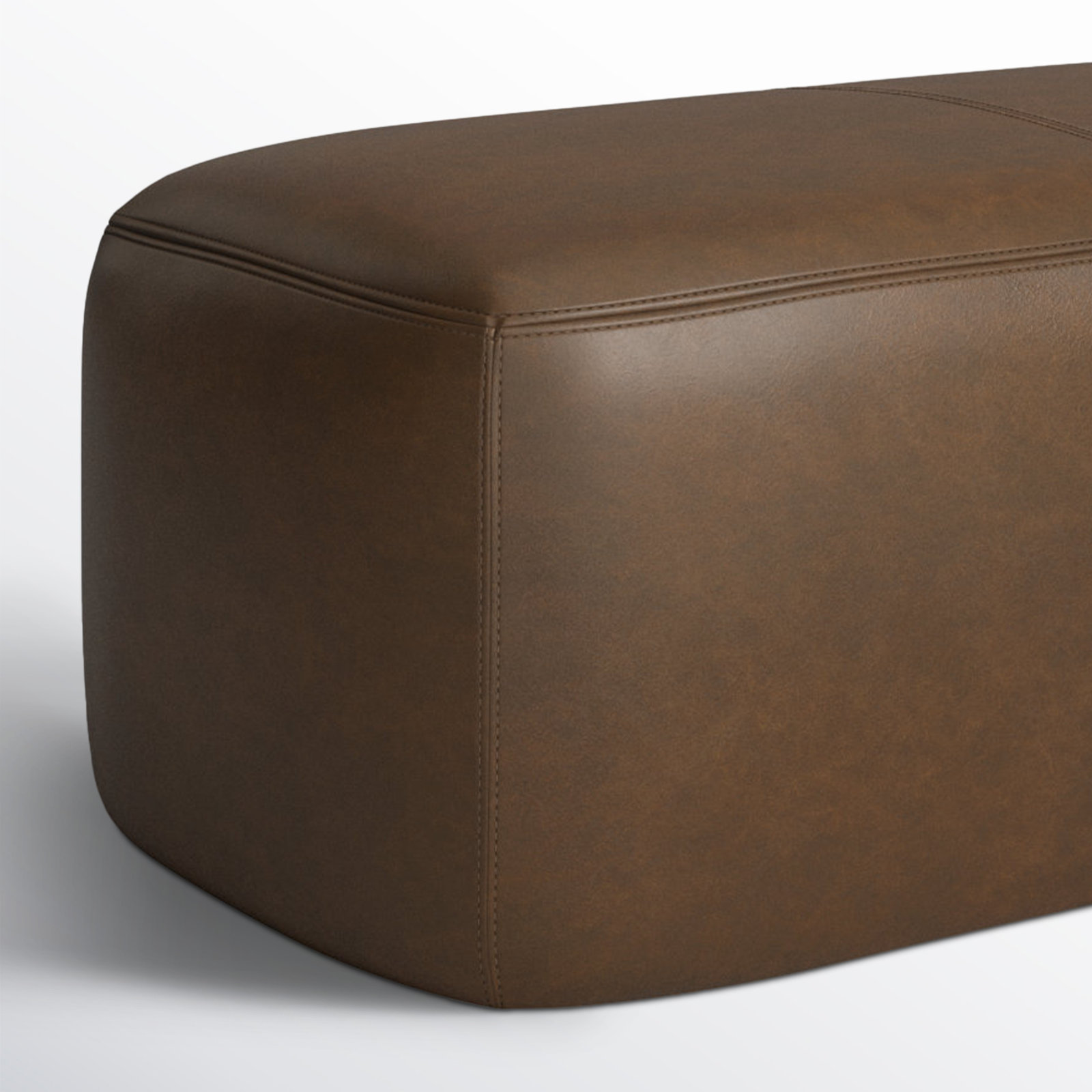 Denver 43" Genuine Leather Ottoman, Cocoa Brown Genuine Leather