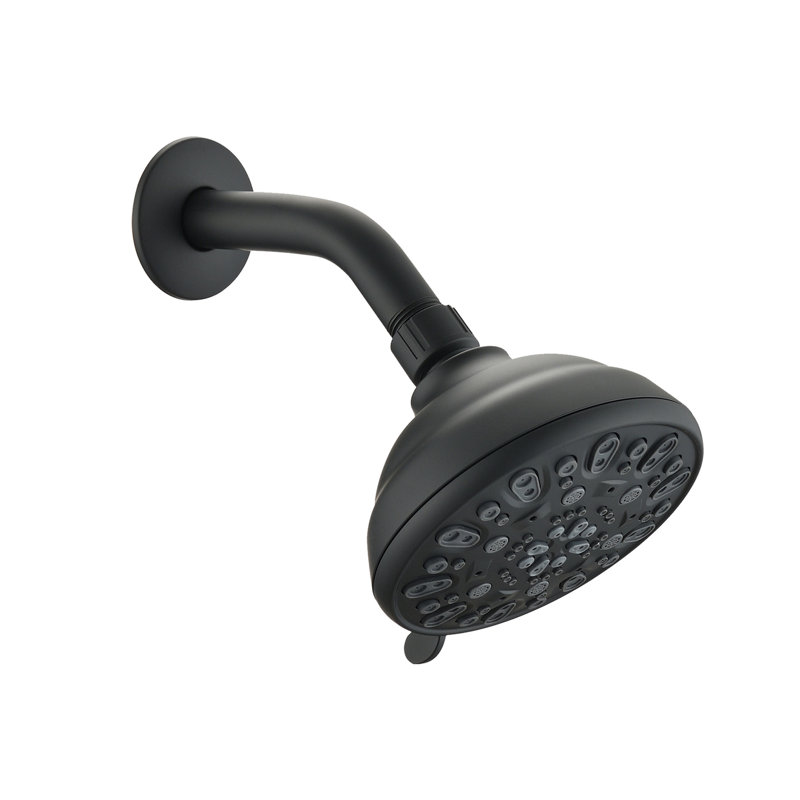 Pomme de douche noire matte de 4,72 po à 6 réglages, installation facile, rouille, grande couverture de 1,8 gallon par minute,