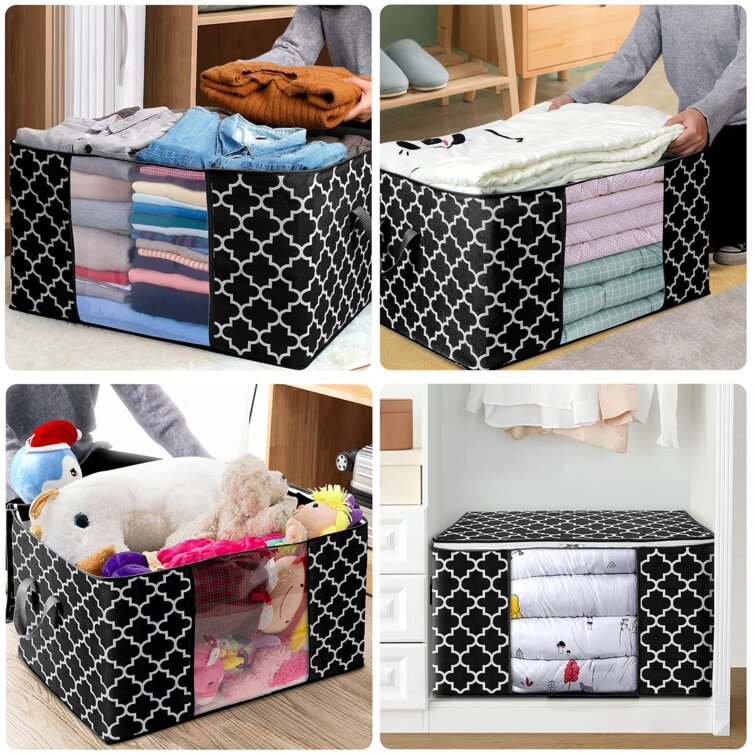 https://assets.wfcdn.com/im/91895353/resize-h755-w755%5Ecompr-r85/1480/148073623/Storage+Bags+100L+3-Pack+Large+Blanket+Clothes+Organization+And+Storage+Containers+For+Bedding%2C+Comforters%2C+Foldable+Organizer+With+Reinforced+Handle%2C+Clear+Window%2C+Sturdy+Zippers%2C+Black.jpg