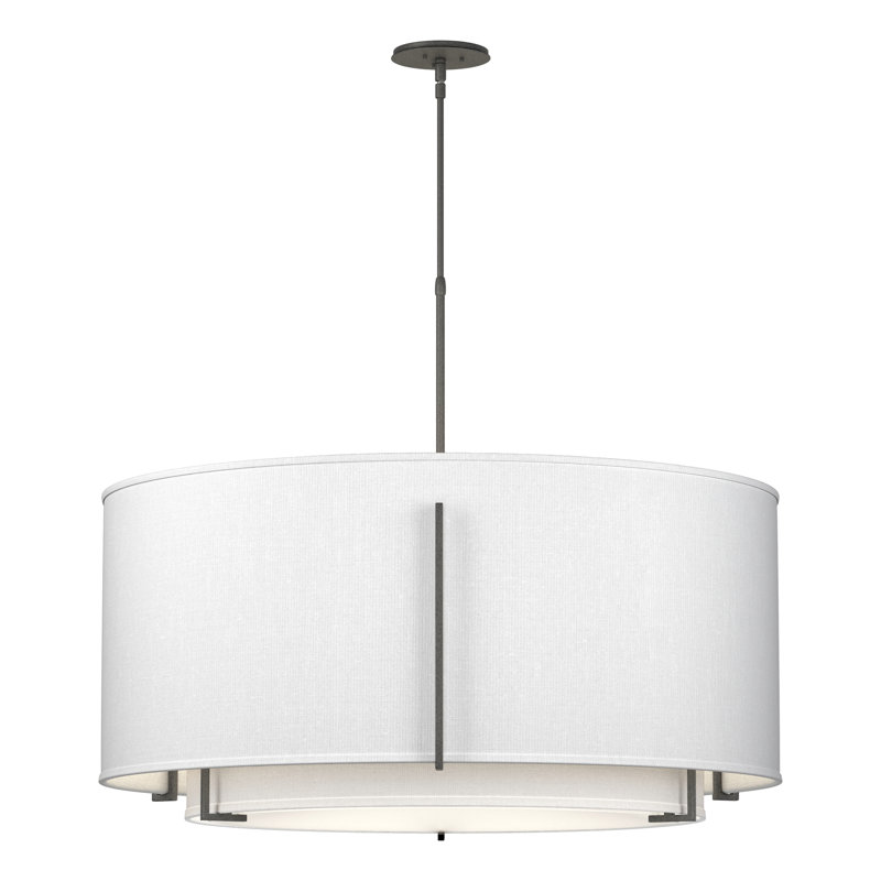 Exos Drum Chandelier, 54.9" H x 31.3" W x 31.3" D, Natural Anna, Natural Iron